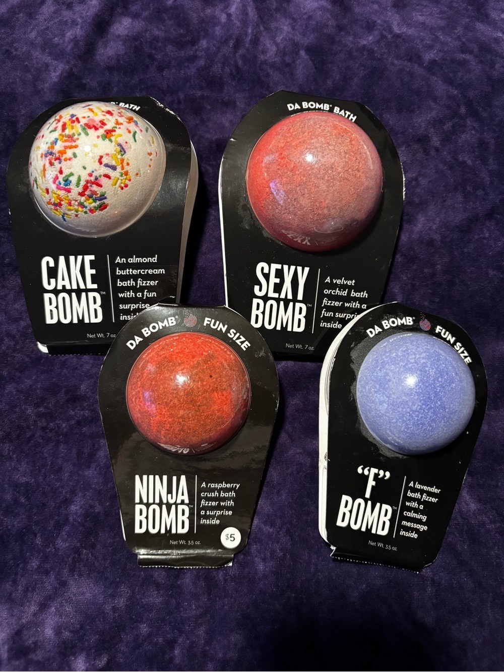 DA BOMB Bath Fizzers Variety Pack - F, Cake, Ninja, and Sexy Bomb